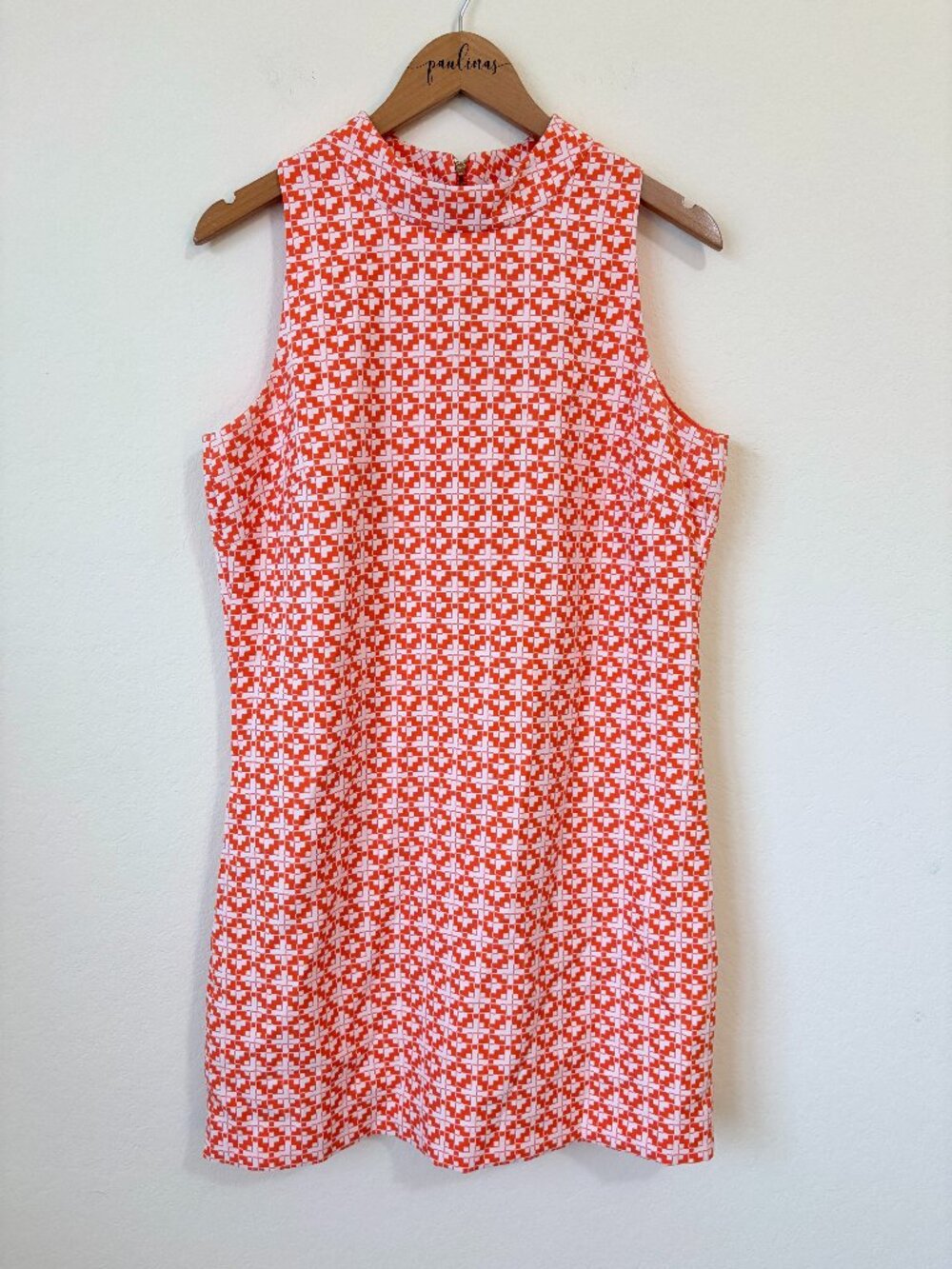 Tahari ASL Dress Womens 10 Orange White Retro Mod 60s Twiggy Shift Sleeveless